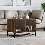 vidaXL Salontafel met glazen deuren 68,5x50x50 cm gerookt, Huis en Inrichting, Tafels | Salontafels, 50 tot 100 cm, 50 tot 75 cm