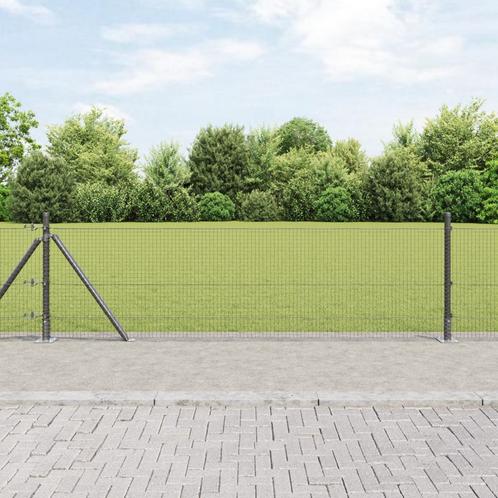 vidaXL Gelaste Draad Schutting met 13 Flenspalen Grijs, Tuin en Terras, Schuttingen, Nieuw, IJzer, Verzenden