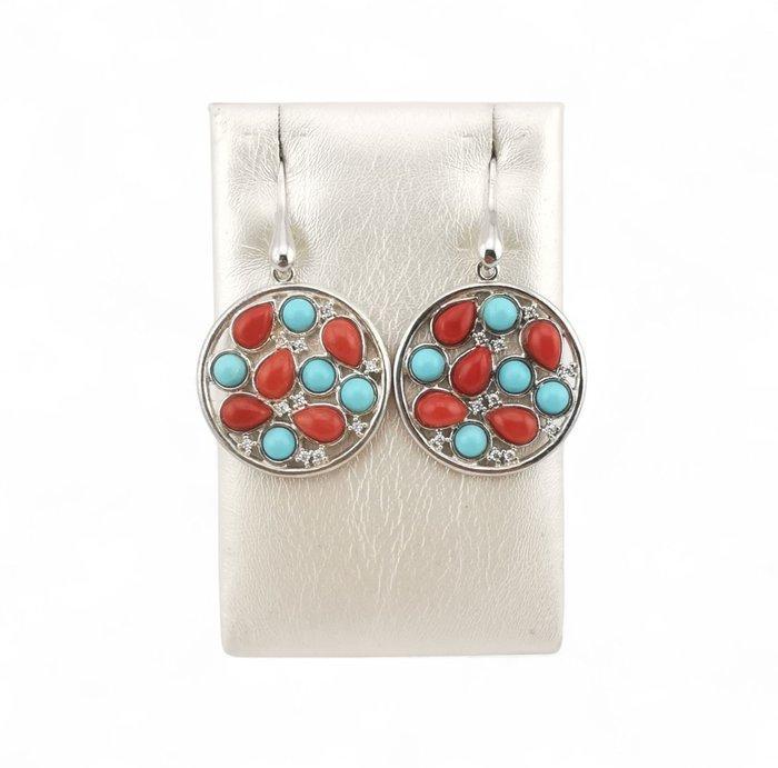 Koraal - Zilver - Oorbellen - Italiaanse ambacht, Antiek en Kunst, Curiosa en Brocante