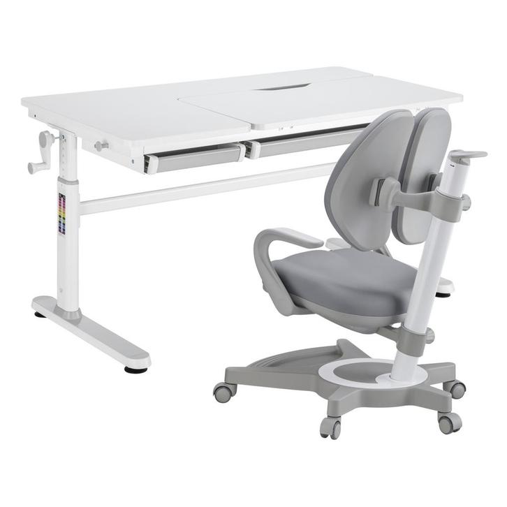Kinderbureau Sauda in hoogte verstelbaar met draaistoel grij, Kinderen en Baby's, Kinderkamer | Tafels en Stoelen, Verzenden