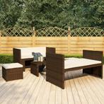 vidaXL 5-delige Loungeset met kussens poly rattan bruin, Verzenden, Nieuw, Rotan, Loungeset