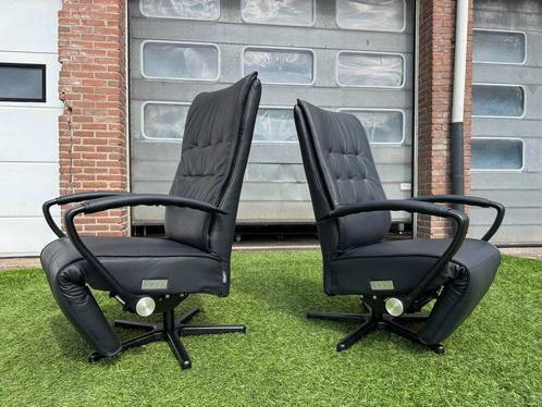 Fauteuils Prominent zwart relax stoelen elektrisch  design, Huis en Inrichting, Fauteuils, Nieuw, Hout, Leer, Metaal, Stof
