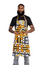 Schort met Afrikaanse print  - Mosterd Gele Samakaka, Huis en Inrichting, Keuken | Textiel, Nieuw, Ophalen of Verzenden