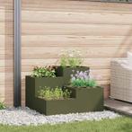 vidaXL Tuinbak 100x100x60 cm Olijfgroen Staal, Tuin en Terras, 100 cm of meer, Verzenden, Nieuw, Metaal