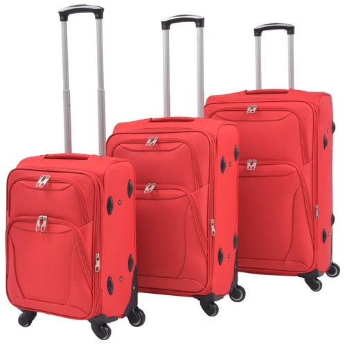 vidaXL Trolleyset rood 3-delig, Sieraden, Tassen en Uiterlijk, Koffers, Nieuw, Verzenden