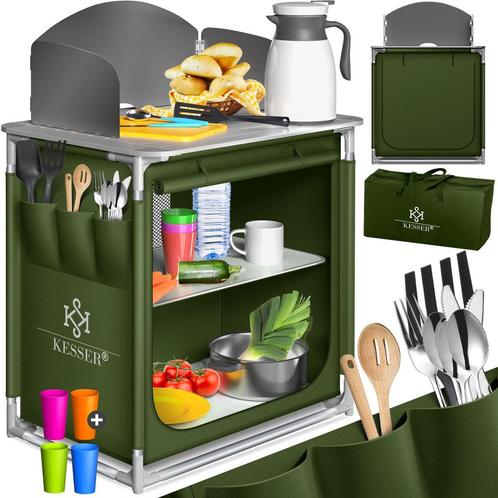 KESSER® Campingkeuken Opvouwbaar - Kampeerkeuken - Khaki, Hobby en Vrije tijd, Overige Hobby en Vrije tijd, Nieuw, Verzenden