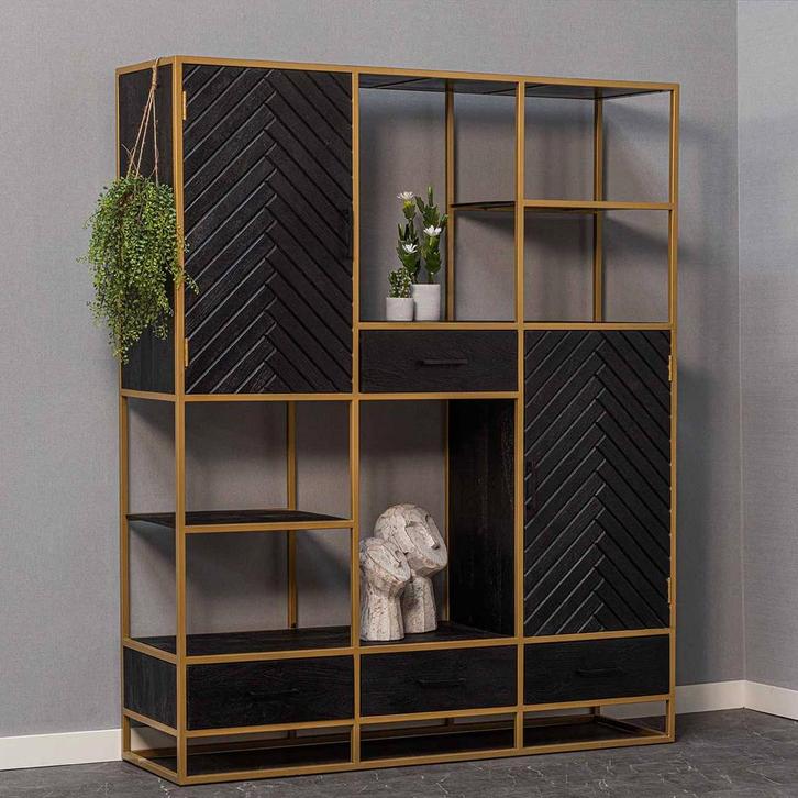 Vakkenkast Mangohout FingulaXL, Huis en Inrichting, Kasten | Boekenkasten, 150 tot 200 cm, 25 tot 50 cm, Nieuw, Overige houtsoorten