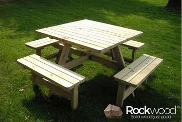 Rockwood® Picknicktafel Vierkant 1.15m    met 2