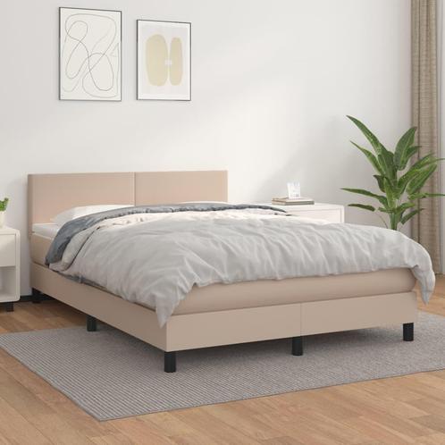 vidaXL Boxspring met matras kunstleer cappuccinokleurig, Huis en Inrichting, Slaapkamer | Bedden, 140 cm, 190 cm of minder, Bruin
