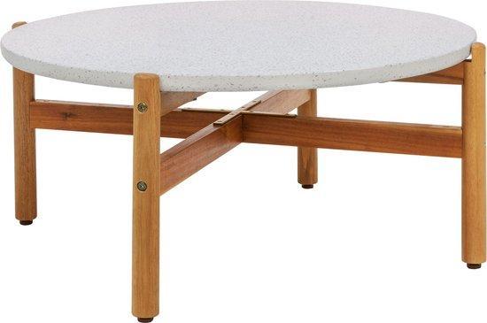 2dekans | Salontafel Naturel/Wit - Acaciahout & Steen -, Huis en Inrichting, Tafels | Eettafels, Zo goed als nieuw, Ophalen of Verzenden