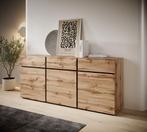 Meubella Dressoir Cainan eiken zwart 180 cm, Huis en Inrichting, Kasten | Dressoirs, Verzenden, 150 tot 200 cm, Nieuw, Modern