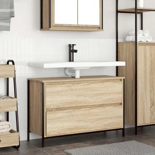 vidaXL Badkamerkast met lades 90x34,5x60 cm Sonoma, Huis en Inrichting, Tafels | Kaptafels, Nieuw, Verzenden