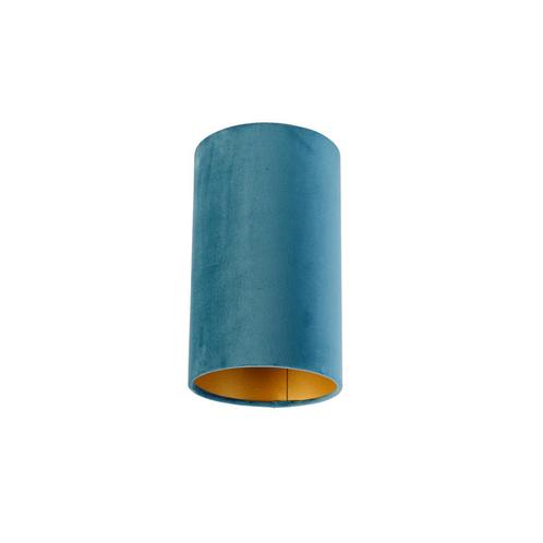 Velours lampenkap blauw met gouden binnenkant 15/15/25, Huis en Inrichting, Lampen | Lampenkappen, Minder dan 25 cm, Overige vormen