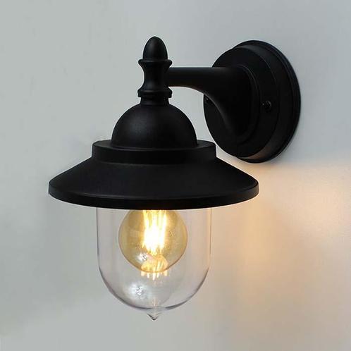 Buitenlamp zwart IP44 | Tuinverlichting lantaarn Digne | E27, Tuin en Terras, Buitenverlichting, Wandlamp, Nieuw, Minder dan 50 watt