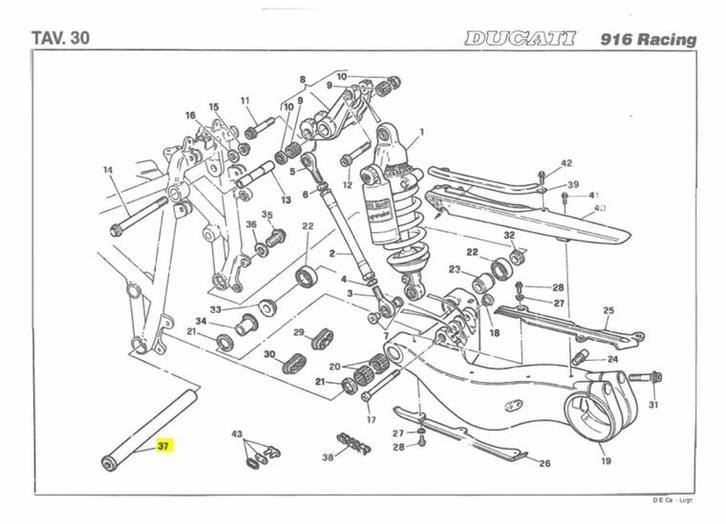 Ducati 916 R AXLE, REAR SWING ARM  - 36910051A, Motoren, Onderdelen | Ducati, Nieuw, Verzenden
