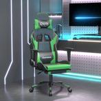 vidaXL Gamestoel met voetensteun kunstleer zwart en groen, Verzenden, Nieuw, Groen