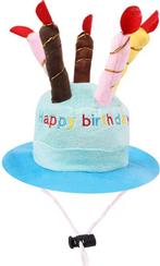 Soft pluche Happy Birthday hoed voor honden roze of blauw, Verzenden, Nieuw
