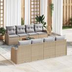 vidaXL Tuin Sofa Set 9 pcs Beige Poly riet, Tuin en Terras, Verzenden, Nieuw, Rotan