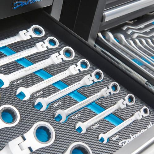 Datona Ringratel-steeksleutelset met kantelbare kop - Datona, Doe-het-zelf en Verbouw, Gereedschap | Handgereedschap, Nieuw, Ophalen of Verzenden