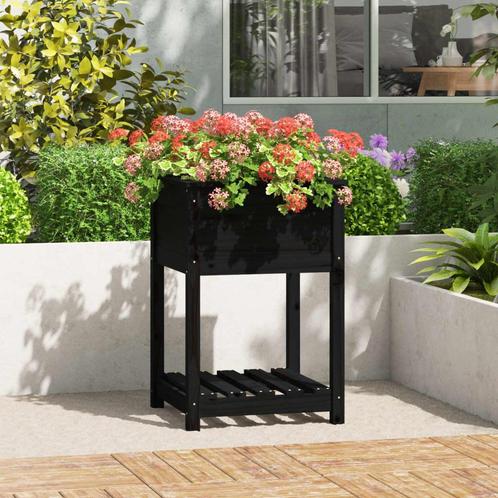 vidaXL Plantenbak met schap 54x54x81 cm massief grenenhout, Tuin en Terras, Bloembakken en Plantenbakken, Minder dan 60 cm, Nieuw