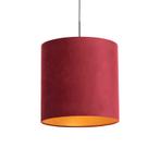 Hanglamp met velours kap rood met goud 40 cm - Combi, Huis en Inrichting, Lampen | Hanglampen, Verzenden, Nieuw, Stof, Country-rustic