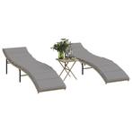 vidaXL Ligstoelen 2 st met tafel poly rattan beige, Tuin en Terras, Ligbedden, Verzenden, Nieuw