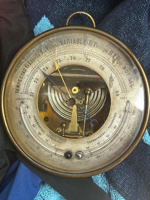 Barometer - Messing - Barometer thermometer, Antiek en Kunst, Antiek | Overige Antiek