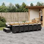 vidaXL 17-delige Tuinset met kussens poly rattan zwart, 6 zitplaatsen, Nieuw, Tuinset, Verzenden