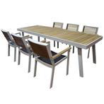 York dining tuinset 260x90xH77 cm 7-delig wit aluminium, Tuin en Terras, Ophalen of Verzenden, Nieuw