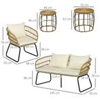 TRUUSK 5-delig Rattan Tuinmeubelset Met Kussens, 2 Salontafe, Verzenden, Nieuw