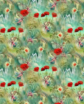 Katoen Voile Poppy Adventure, Hobby en Vrije tijd, Stoffen en Lappen, Overige kleuren, Nieuw