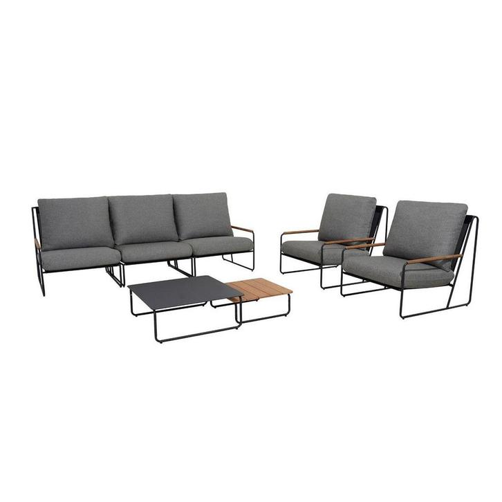 Portofino Loungeset Antraciet Teak Aluminium - 7-delige set, Tuin en Terras, Tuinsets en Loungesets, Nieuw, Hout, Verzenden