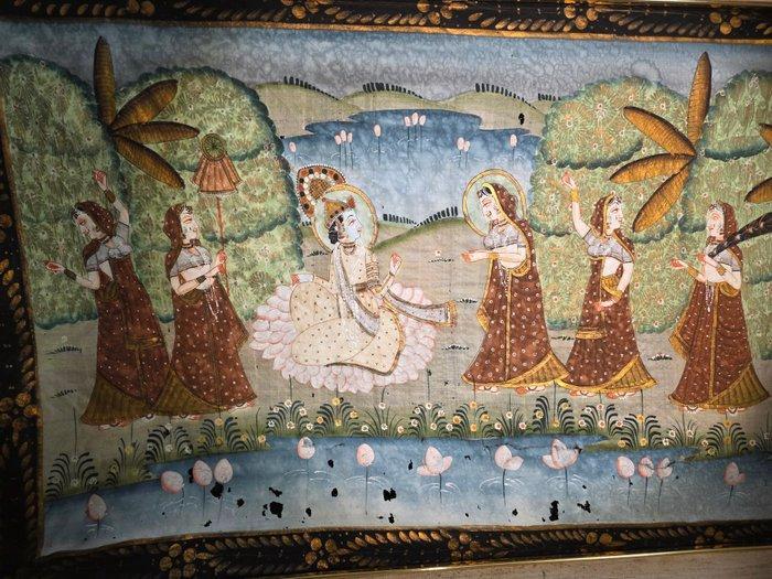 Koppel Pichwai Indiase Krishna en de Gopi in het bosje en, Antiek en Kunst, Kunst | Niet-Westerse kunst