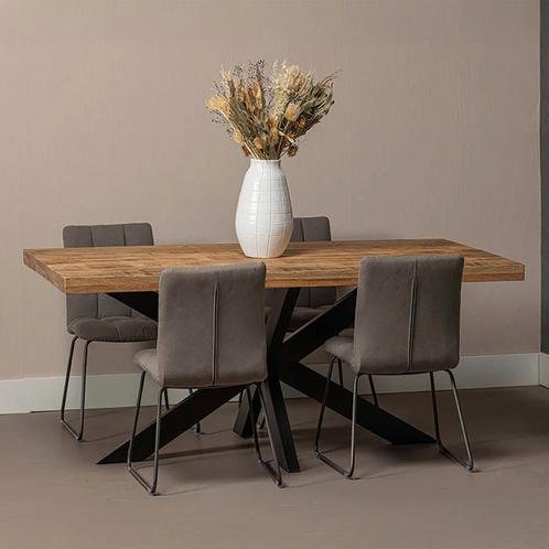 Mangohouten Eettafel Rechthoek Donald 240x100 cm (6cm), Huis en Inrichting, Tafels | Eettafels, 100 tot 150 cm, 200 cm of meer