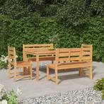 vidaXL 5-delige Tuinset massief teakhout, Verzenden, 6 zitplaatsen, Teakhout, Nieuw