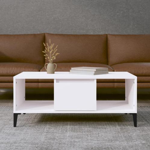 vidaXL Salontafel 90x50x36,5 cm bewerkt hout wit, Huis en Inrichting, Tafels | Salontafels, 50 tot 100 cm, Nieuw, Overige houtsoorten