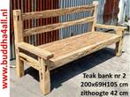 oude Javaanse stationsbank gemaakt van teakhout, tuinbank, Tuin en Terras, Tuinsets en Loungesets, Nieuw, 3 zitplaatsen, Tuinset