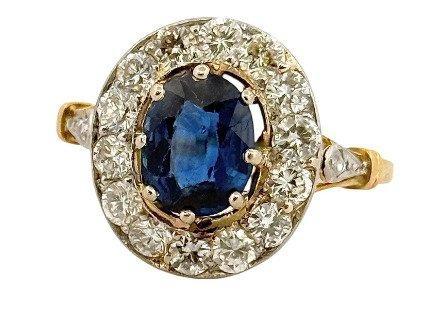 Cocktailring - 18 karaat Geel goud, Platina - 1.40ct. tw., Sieraden, Tassen en Uiterlijk, Antieke sieraden