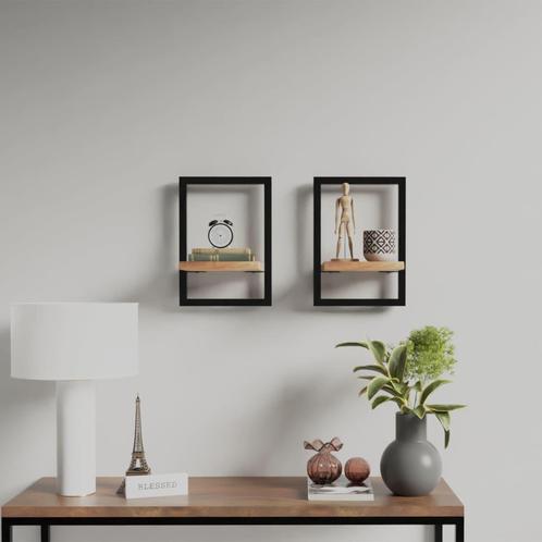 vidaXL Wandschappen 2 st 25x25x35 cm massief acaciahout en, Huis en Inrichting, Woonaccessoires | Wandplanken en Boekenplanken