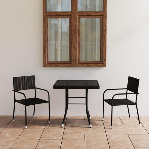 vidaXL 3-delige Tuinset poly rattan zwart, Tuin en Terras, Tuinsets en Loungesets, Tuinset, Nieuw, 2 zitplaatsen, Rotan, Verzenden