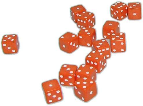 Mini Dobbelstenen 7 mm - Oranje (15 stuks) | Spellenrijk -, Hobby en Vrije tijd, Gezelschapsspellen | Bordspellen, Nieuw, Verzenden