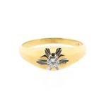 Gouden solitair ring met diamant | 0,16 ct. (ster) (ster), Gebruikt, Overige kleuren, 19 tot 20, Ophalen of Verzenden