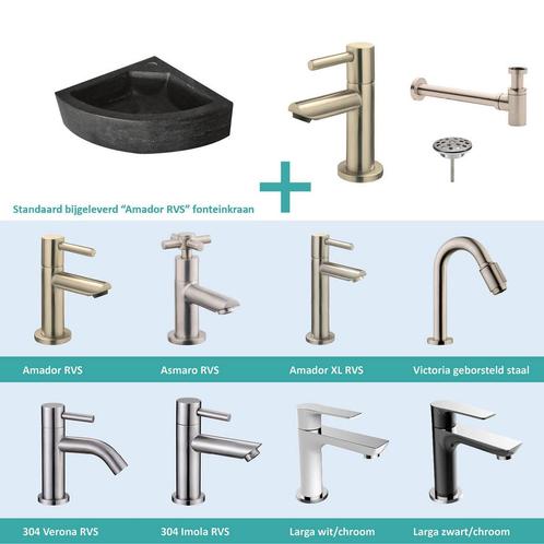 FonteinPack Natuursteen Hoek 30x30x10 cm RVS (Keuze uit 8, Doe-het-zelf en Verbouw, Sanitair, Overige typen, Nieuw, Ophalen of Verzenden