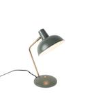 Retro tafellamp groen met brons - Milou, Minder dan 50 cm, Nieuw, Overige materialen, Modern