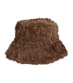 Bucket Hat Fluffy Imitatie Bont Bruin, Verzenden, Nieuw