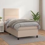 vidaXL Boxspring met matras kunstleer cappuccinokleurig, Huis en Inrichting, Overige materialen, 90 cm, Eenpersoons, Bruin