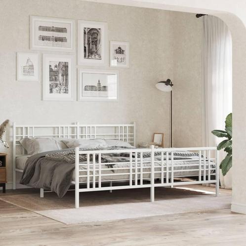vidaXL Bedframe met hoofd- en voeteneinde metaal wit 180x200, Huis en Inrichting, Slaapkamer | Bedden, 80 cm, 200 cm, Wit, Eenpersoons
