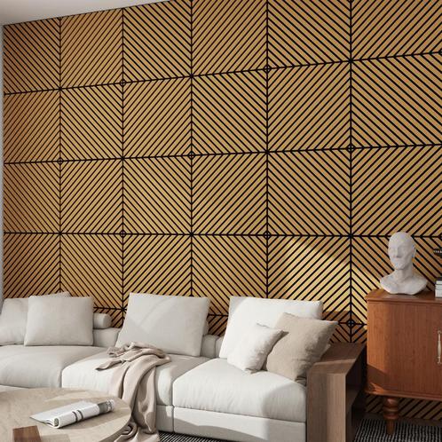 Akoestisch wandpaneel Vang 4-delig set 1,44 m² diagonaal eik, Huis en Inrichting, Woonaccessoires | Wanddecoraties, Nieuw, Verzenden