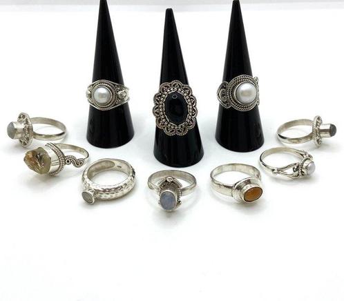 925 Zilver - 10 x Zilveren Ringen Collectie - 49,50 gr. -, Antiek en Kunst, Antiek | Goud en Zilver