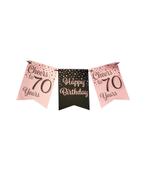 Banner 70 Jaar Roze Zwart 6m, Hobby en Vrije tijd, Feestartikelen, Verzenden, Nieuw